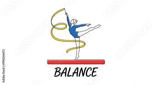 This logo presents a rhythmic gymnast in an elegant pose, embodying balance, grace, and athleticism, perfect for sports brands or events focused on gymnastics.