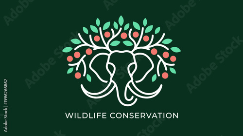 This beautiful illustration combines an elephant with lush trees, symbolizing wildlife conservation and the importance of protecting nature, perfect for ecological awareness initiatives.