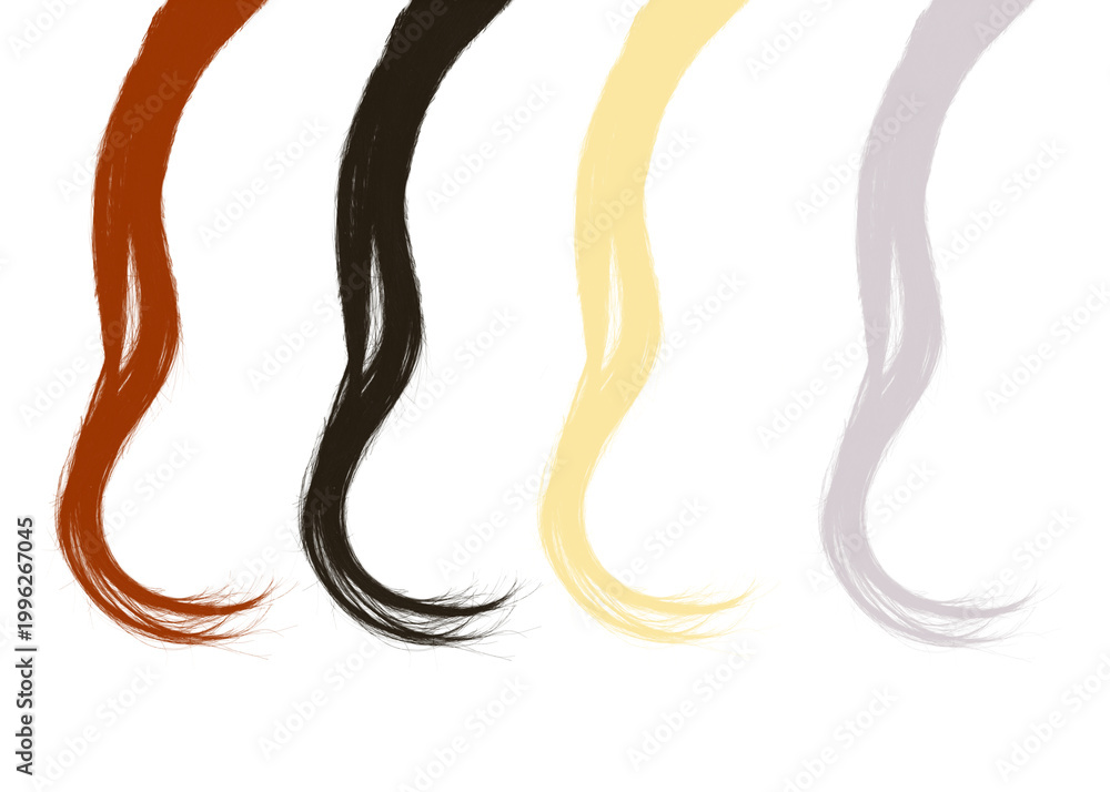Obraz premium Colorful hair strands isolated on transparent background for creative design projects