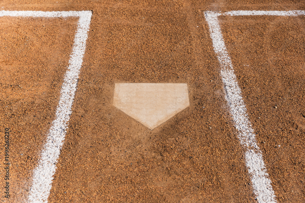 Fototapeta premium softball baseball plate base home close up with no player background