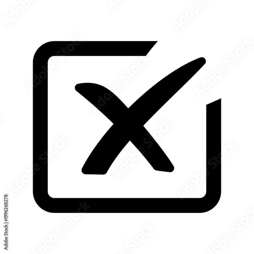 Checkbox with Cross Mark Icon for Task Completion, Form Validation, Selection Confirmation and Interactive Interface Design Applications