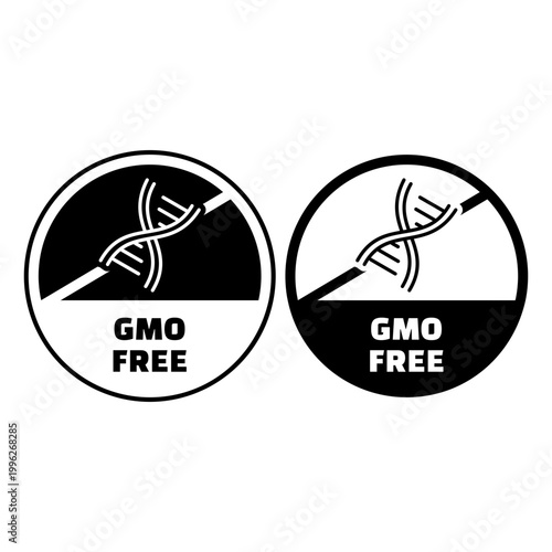 GMO Free Certification Badge for Food and Agricultural Products Confirming No Genetically Modified Organisms for Natural and Safe Consumption