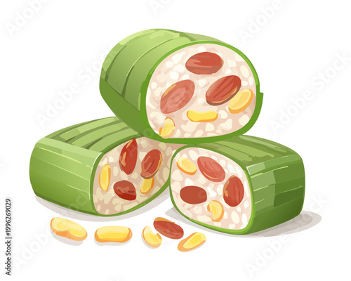 Vászonkép Rice roll dish with vegetable filling for a practical and healthy lunch meal men