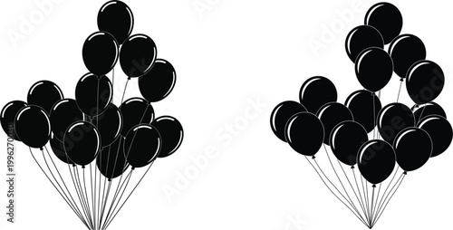 Bunches of balloons in silhouette style representing celebration event decor and joyful mood
