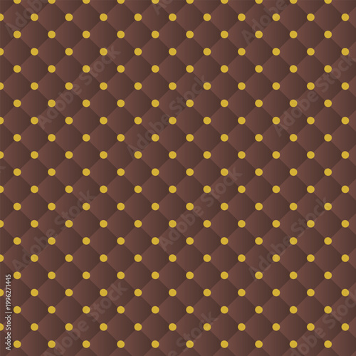 Elegant brown tufted leather texture background with black buttons luxury upholstery vector illustration