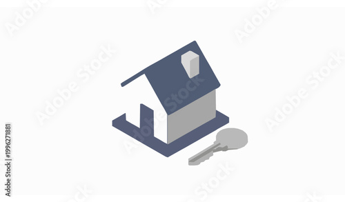 Isometric Mini House Key Property Real Estate Concept Vector