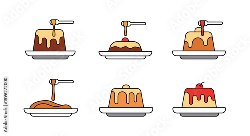 Syrup Drizzle Plate Line art minimal clean illustration vector