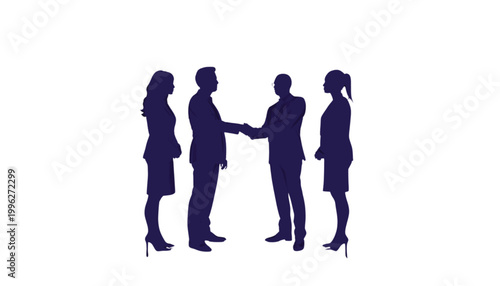 Executives perform a formal handshake to finalize a business deal and establish a new partnership.