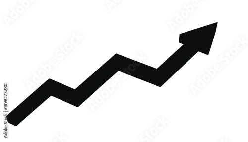 Arrow pointing upward shows a positive trend of financial growth and success in a business context.