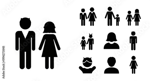 Family Icons Representing Diverse Generations and Relationships.