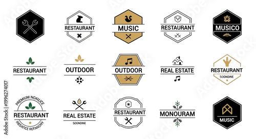 Collection of diverse emblem logos for various businesses and concepts.