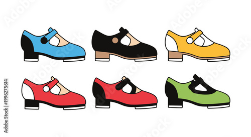 Tap Shoes Line art vector set clean minimal abstract
