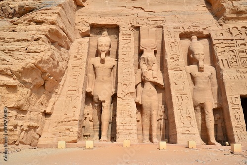 A view of the Temple of Nefertari in Abu Simbel, Egypt.