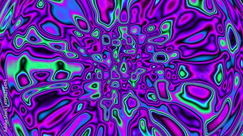 A high-energy motion graphic featuring distorted trippy visuals with vibrant color shifts and surreal liquid movements.