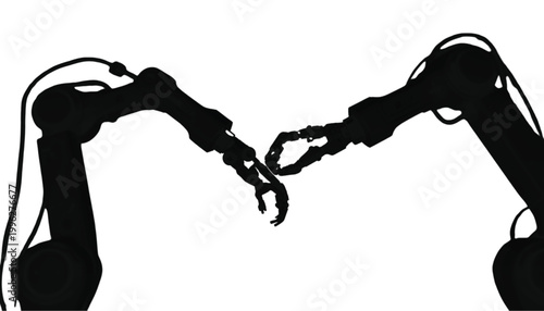 Robotic arms interact with precision to demonstrate automated manufacturing processes in an industrial.