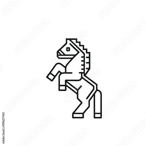 Konstfotografi Monochrome Pixel Art Illustration of a Powerful Horse Rearing Up Vector
