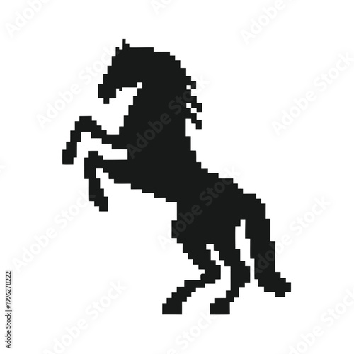 Cuadro en lienzo Equestrian Pixel Art Rearing Horse Silhouette Vector Design Element
