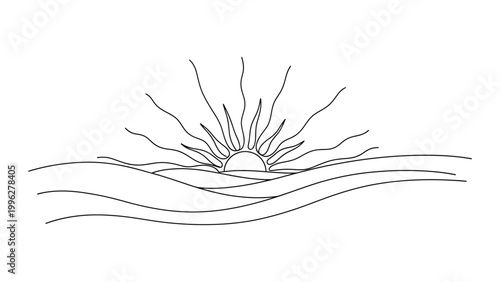 A minimalist line drawing of a sunrise.