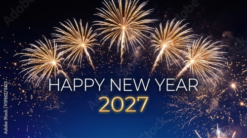 Happy new year 2027 with fireworks and celebration.