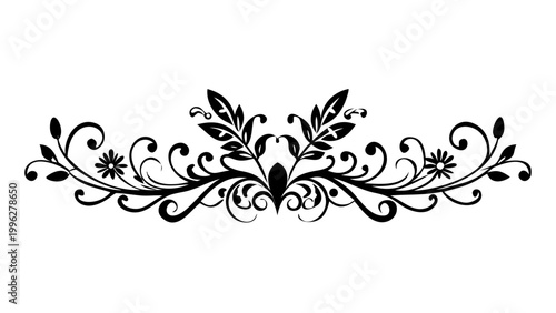 Black Floral Filigree Divider - Elegant Decorative Border