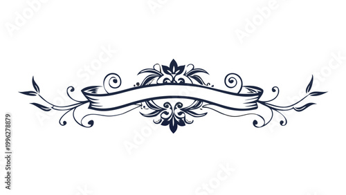 Blue Scroll Banner Divider - Elegant Decorative Border
