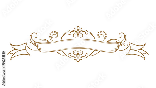 Golden Banner Scroll Divider - Luxury Decorative Ornament