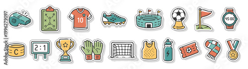 Football sticker icon vector set. Vectors isolated on white background.