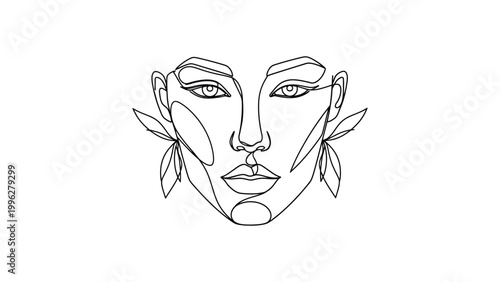 Minimalist line drawing of a woman's face.