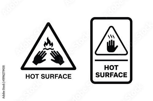 Hot Surface Warning Sign Silhouette Vector Icon