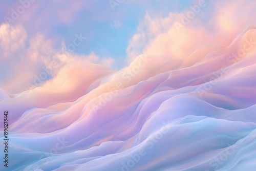 Abstract Swirls of Pastel Clouds and Hues in a Dreamy Sky