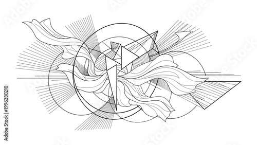 Abstract geometric design with flowing lines.