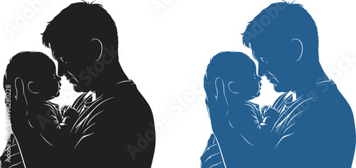 Celebrating fathers day heartwarming silhouette of dad papa and children a loving family moment