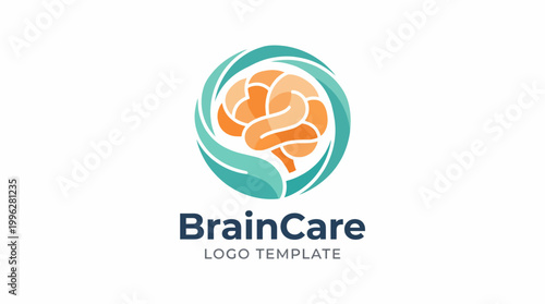 Foto This logo template perfectly represents brain health and wellness, featuring a stylized brain encircled by soothing colors, ideal for any healthcare or wellness business