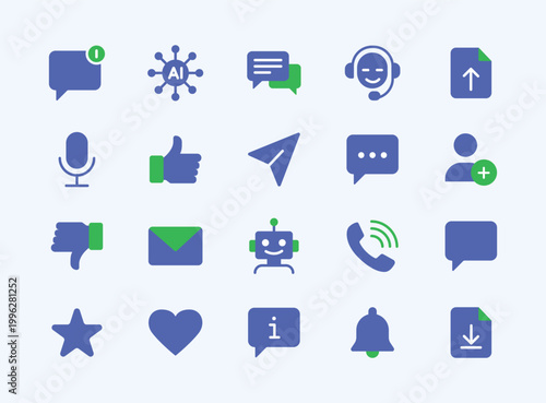 Modern Flat Solid Communication Social Media User Interface Technology Digital Icon Set Collection