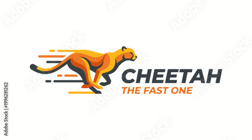 The illustration captures the swift motion of a cheetah, emphasizing speed and agility through dynamic design elements and vivid color contrasts.