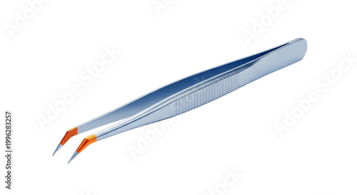 Vector illustration of professional precision tweezers with angled tips on a transparent background