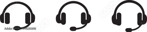 Photos Customer service headset icon vector, support call center symbol design