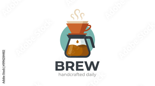 A warm and inviting logo featuring a brew coffee pot, perfect for artisanal coffee brands that value handcrafted quality and a cozy atmosphere.