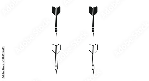 Four darts in a simple graphic black silhouette