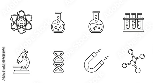 Collection of Scientific Icons and Symbols for Research and Discovery.