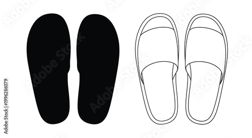 Footprints and sandals a contrasting depiction of footwear silhouette