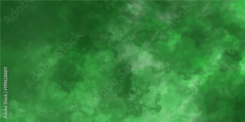 Abstract green cloudy watercolor artwork evoking atmospheric landscape.