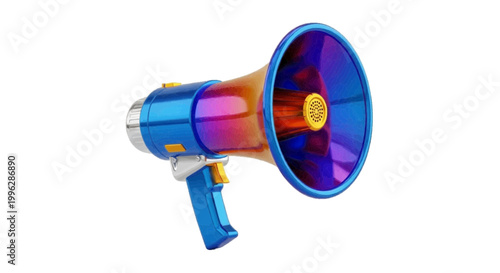 Vector illustration of vibrant iridescent megaphone toy on a transparent background