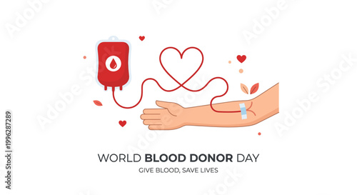 blood donation illustration with arm and blood bag