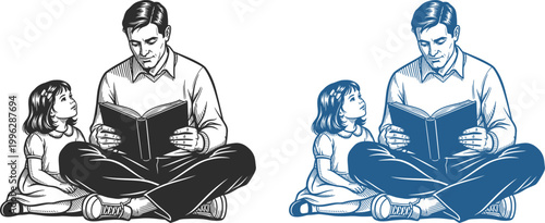 Celebrating fathers day a heartwarming sketch of dad and papa with children showing love and family bonds