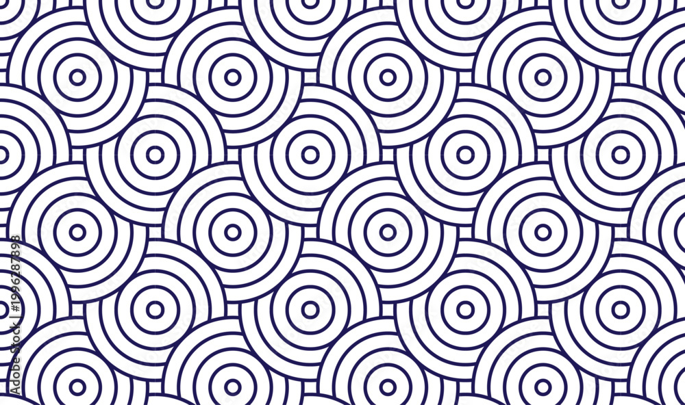 Fototapeta premium Concentric circles pattern in navy blue and white high-quality professional detailed modern elegant stylish
