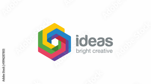 This dynamic logo represents a creative agency, showcasing colorful interlocking hexagons that convey collaboration, innovation, and bright ideas in a visually appealing way.