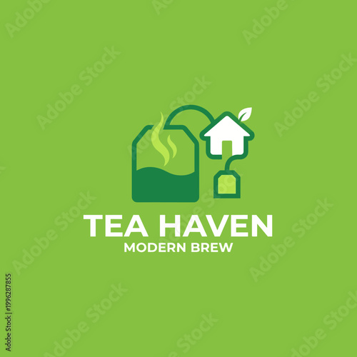 Obraz na płótnie The Tea Haven logo artfully combines environmental themes with tea elements, creating a modern, inviting design for eco-conscious tea enthusiasts and brands