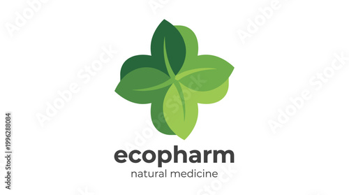 This logo for Ecopharm natural medicine features a minimalist design of green leaves, symbolizing health and wellness, with a focus on nature and sustainability.