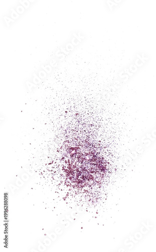Fotografía Purple cosmetic powder explosion, crushed eyeshadow or pigment dust isolated on